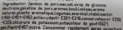 Lista de ingredientes del producto Fausses coupes jambon Promocash 1,182 kg