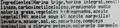 Lista de ingredientes del producto Pan pita integral  