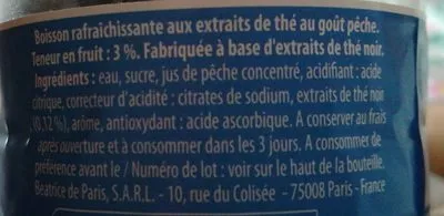 Lista de ingredientes del producto Thé glacé Fruima, trader joe's 0.5 l