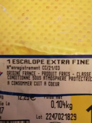 Lista de ingredientes del producto Escalope de dinde Auchan 