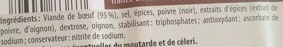 Lista de ingredientes del producto Pastrami de bœuf Rolffes, Aldi 