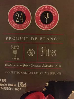 Lista de ingredientes del producto Vin rosé PAYS D'OC 3 litres Pays D'Oc 3 L