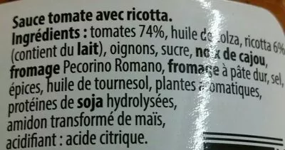 Lista de ingredientes del producto Sauce bolognese D'Antelli 335 ml