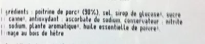 Lista de ingredientes del producto Poitrine fumee bio Bonjour Campagne 