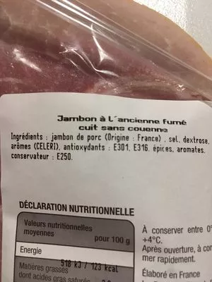 Lista de ingredientes del producto Jambon fumé à l'ancienne Domaine Picard 