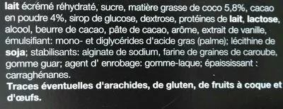 Lista de ingredientes del producto Coupe glacée saveur 3 chocolats Excellence, Aldi 180 g e (2 * 90 g)