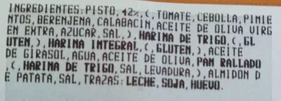 Lista de ingredientes del producto Empanadilla de pisto  