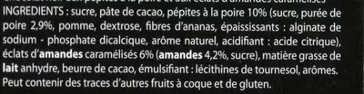 Lista de ingredientes del producto Chocolat Noir Poire Amandes Scholetta, DIPA 100 g e