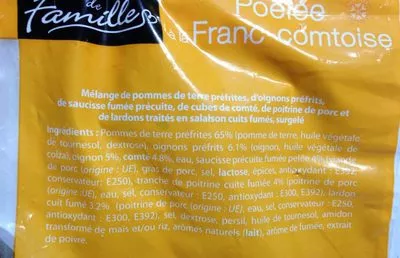 Lista de ingredientes del producto Poêlée à la Franc-comtoise Aldi, Repas De Famille 900 g e