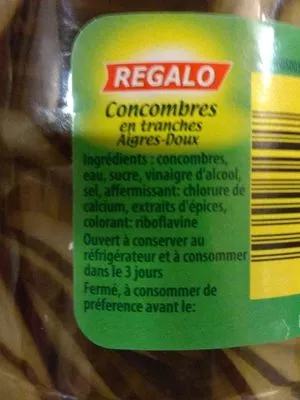 Lista de ingredientes del producto Concombre Regalo 