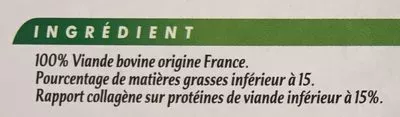 Lista de ingredientes del producto 10 steaks hachés pur boeuf Pur régal 1 kg