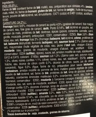 Lista de ingredientes del producto Pain Surprise aux céréales surgelé  