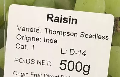 Lista de ingredientes del producto Raisin Sans marque, Origin Fruit Direct 500 g