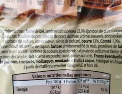 Lista de ingredientes del producto Feuillantine Comtoise Aldi 500 g