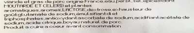 Lista de ingredientes del producto Saucisse a griller nature Thierry Schweitzer 