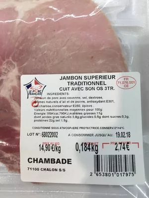 Lista de ingredientes del producto Jambon a l’os Carrefour 