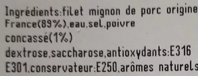 Lista de ingredientes del producto Filet mignon de porc artisanal Saveurs des Mauges 146 g