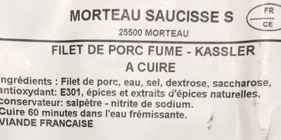 Lista de ingredientes del producto Filet de porc fumé Morteau Saucisses 