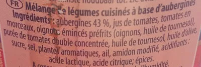 Lista de ingredientes del producto Aubergines à la provençale king's crown 