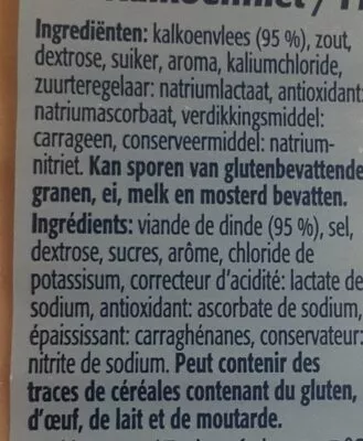 Lista de ingredientes del producto Filet de dinde Delifin 150g