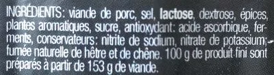 Lista de ingredientes del producto Saucisson d'ardenne igp  300 g