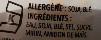 Lista de ingredientes del producto Sauce soja sucré  