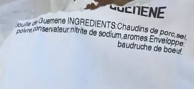 Lista de ingredientes del producto Andouille  