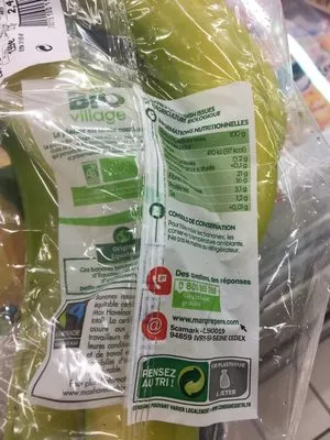 Lista de ingredientes del producto Banane Bio Village, Marque Repère 