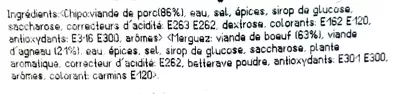 Lista de ingredientes del producto Assortiment chipos merguez Sans marque, Procared 0,982 kg