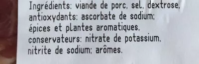 Lista de ingredientes del producto Coppa montorsi Originale Italiano 