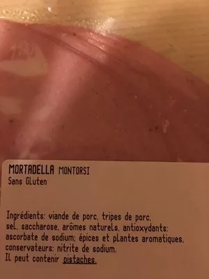 Lista de ingredientes del producto Mortadella Montorsi 