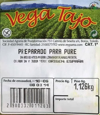 Lista de ingredientes del producto Mezcla de verduras y hortalizas para puré Vega Tajo 1 Kg (aprox.)