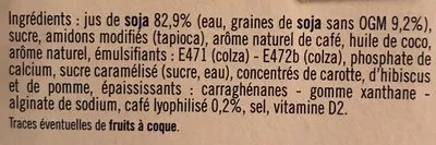 Lista de ingredientes del producto Soja liégeois café St Hubert 