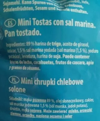 Lista de ingredientes del producto Mini Brotchips Feurich 250 g