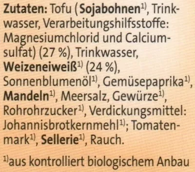 Lista de ingredientes del producto Veggie-Aufschnitt GutBio 140 g