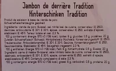 Lista de ingredientes del producto Jambon de derrière tradition  