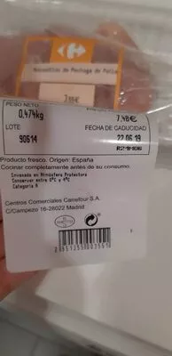 Lista de ingredientes del producto  Carrefour 