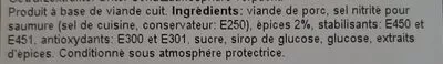 Lista de ingredientes del producto jambon épicé Spar, meat&more 100