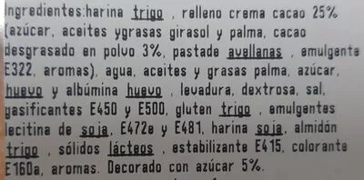 Lista de ingredientes del producto pepito con crema de cacao carrefour 4 un