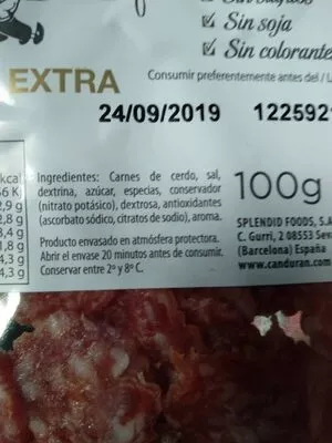 Lista de ingredientes del producto  can duran 