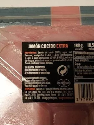 Lista de ingredientes del producto Jamón cocido extra de antaño 