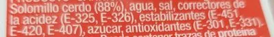 Lista de ingredientes del producto   