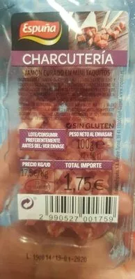 Lista de ingredientes del producto Jamón curado en mini taquitos  100 g