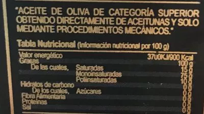 Lista de ingredientes del producto Aceite de oliva casalbert 