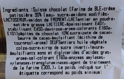 Lista de ingredientes del producto 5 suisses aux pépites de chocolat E. Leclerc 450 g