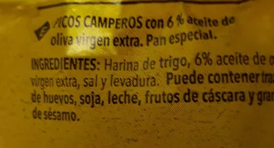 Lista de ingredientes del producto Picos Camperos Artesanos Méndez S.A. 180g