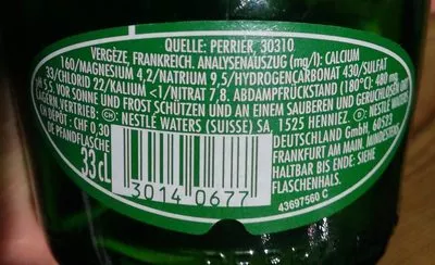 Lista de ingredientes del producto Perrier Perrier 