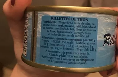 Lista de ingredientes del producto Rillettes de thon Corentin Kermeur 80 g