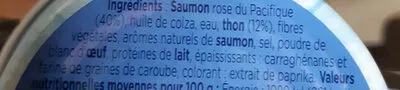 Lista de ingredientes del producto Rillettes de saumon Petit Navire 125 g