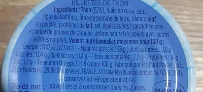 Lista de ingredientes del producto Rillettes thon Petit Navire 125 g